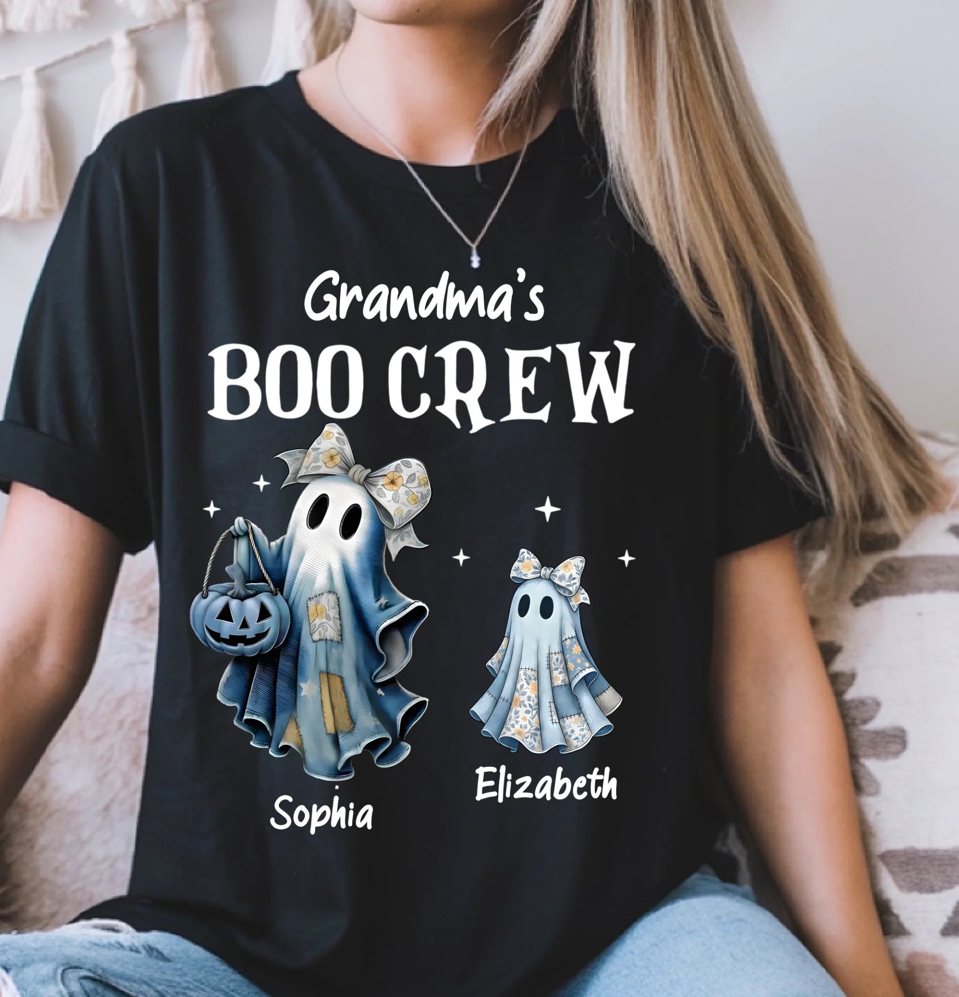 👻Grandma's Boo Crew Customized Halloween Clothing - Personalized Name&Title - Halloween Gifts for Grandma,Mom - OLESA