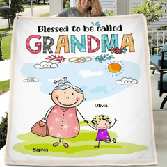Grandma's Custom Blanket - Personalized title nicknames, names, and cartoon characters in a cozy blanket - A Gift For Grandma,Children,Family - OLESA