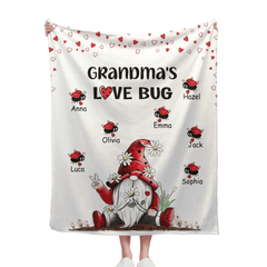Grandma's Love Bugs Gnome - Personalized Scissorhands Old Man In Red Hat Blanket - OLESA