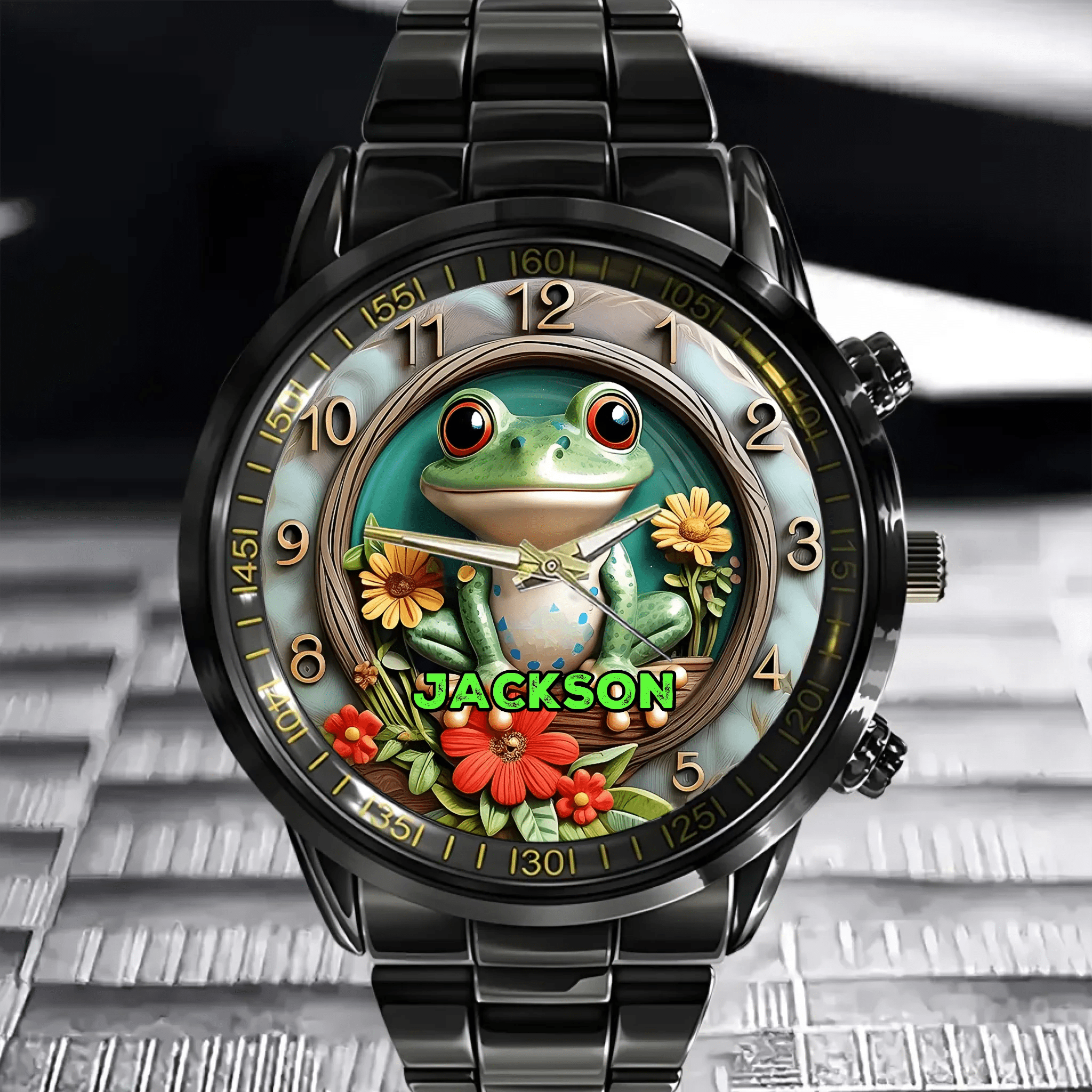 🐸Green Frog Symbolizing Good Luck - Customized Watch With Name - A Gift For The Lucky One - OLESA