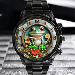 🐸Green Frog Symbolizing Good Luck - Customized Watch With Name - A Gift For The Lucky One - OLESA