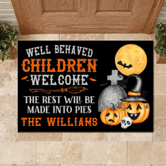 Halloween - Well Behaved Children Welcome - Personalized Decorative Mat - OLESA