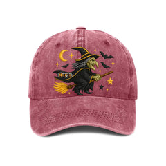 Halloween Witch Print Customized Cap - Personalized Name Baseball Cap - OLESA