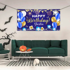 Happy Birthday Backdrop Banner - Personalised Party Banner - Gift For Birthday Person - OLESA