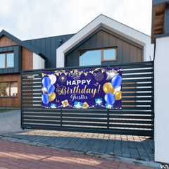 Happy Birthday Backdrop Banner - Personalised Party Banner - Gift For Birthday Person - OLESA