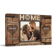 Home is where the heart is - Personalized Custom Pictures of Flag Canvas - Gifts for Couples, Husbands and Wives - OLESA