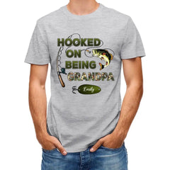 Hooked On Being Grandpa Fishing Camouflage Personalized Shirt - Father's Day, Gift For Dad, Grandpa, Husband - OLESA