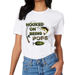 Hooked On Being Grandpa Fishing Camouflage Personalized Shirt, Father's Day Gift For Grandpa, Dad, Husband - OLESA
