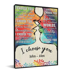 I Choose You To Do Life With - Couple Personalized LGBTQ Custom Vertical Canvas Wall Art & Blanket - OLESA