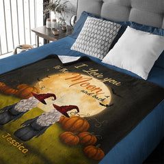 🧙‍♀️I Love You To The Moon And Back - Personalized Halloween Witches Blanket - Halloween Gifts, Gifts For Besties - OLESA