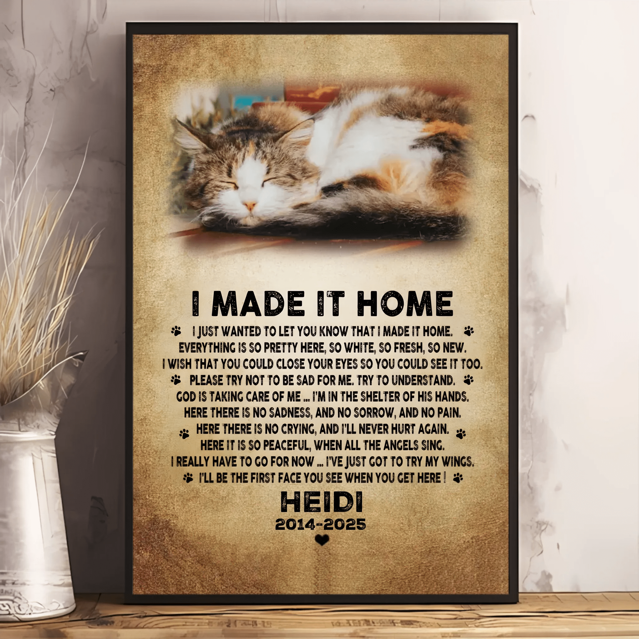 I Made It Home Pet Poem | Custom Pet Memorial - Personalized Frameless Canvas Painting - OLESA