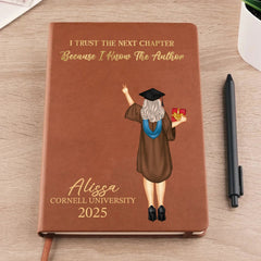 I Trust The Next Chapter - Personalized Custom Leather Journal - Graduation Gift - OLESA