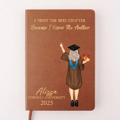 I Trust The Next Chapter - Personalized Custom Leather Journal - Graduation Gift - OLESA