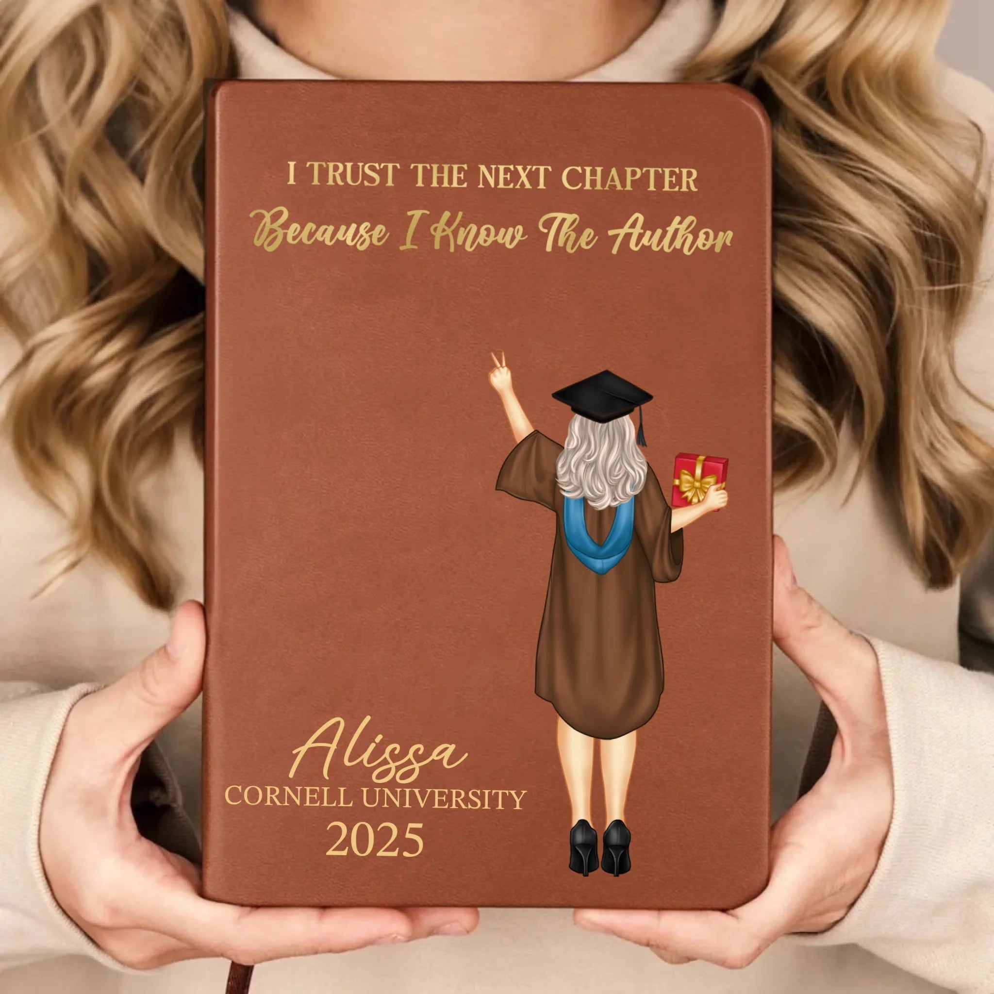 I Trust The Next Chapter - Personalized Custom Leather Journal - Graduation Gift - OLESA