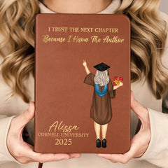 I Trust The Next Chapter - Personalized Custom Leather Journal - Graduation Gift - OLESA