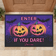 🎃 If You Dare To Enter - Personalized Name Doormat - Halloween Decorations - OLESA