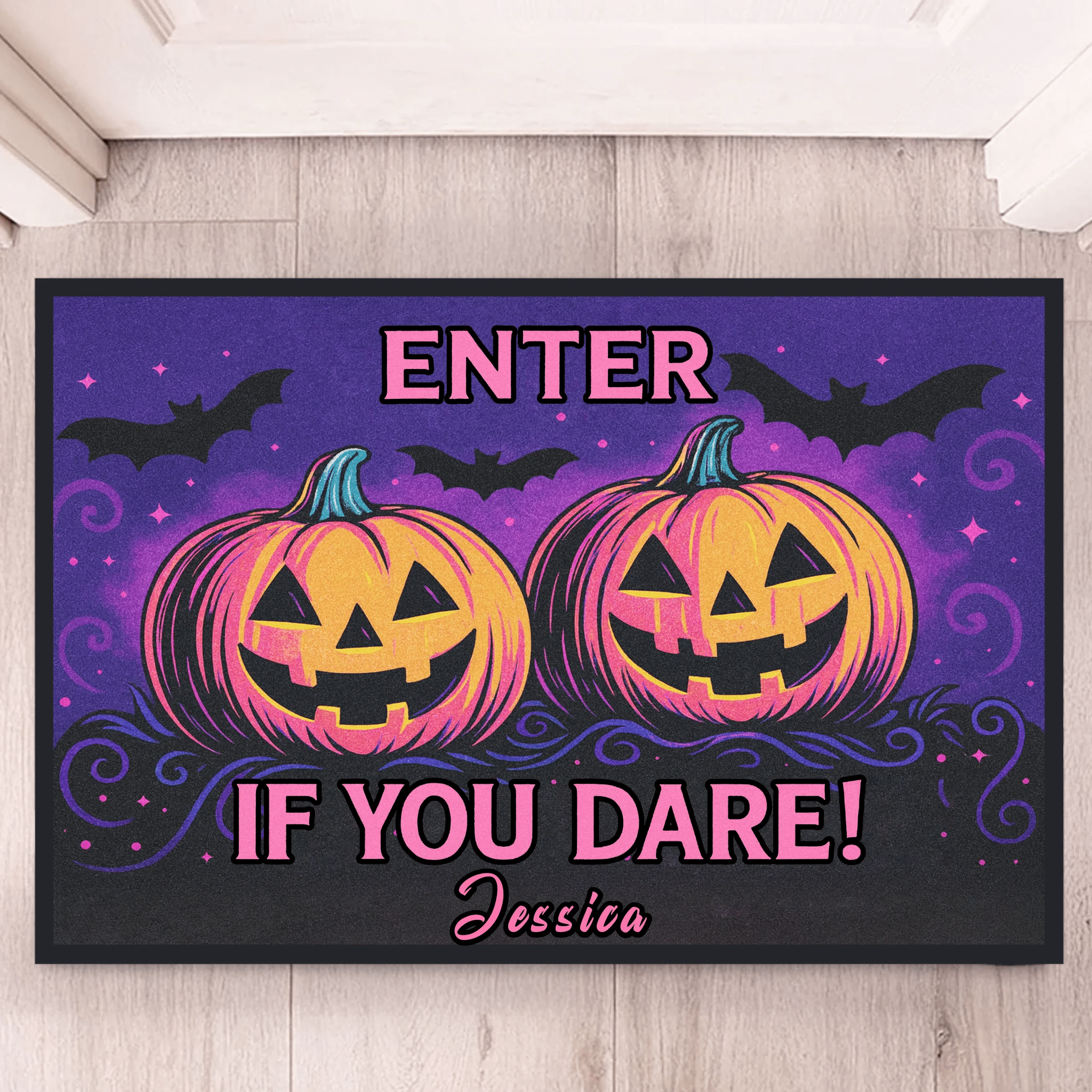🎃 If You Dare To Enter - Personalized Name Doormat - Halloween Decorations - OLESA