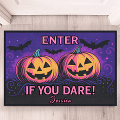 🎃 If You Dare To Enter - Personalized Name Doormat - Halloween Decorations - OLESA