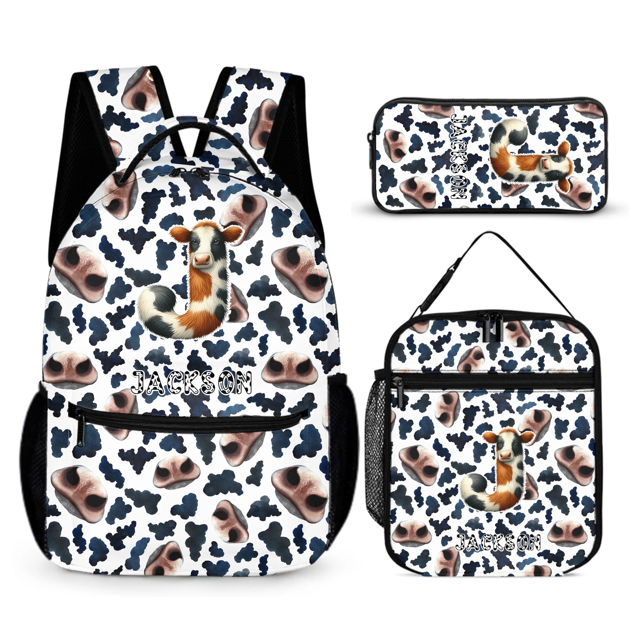 Initials Customized Name Customized Cow School Bag - School Season Gifts for Kids - OLESA