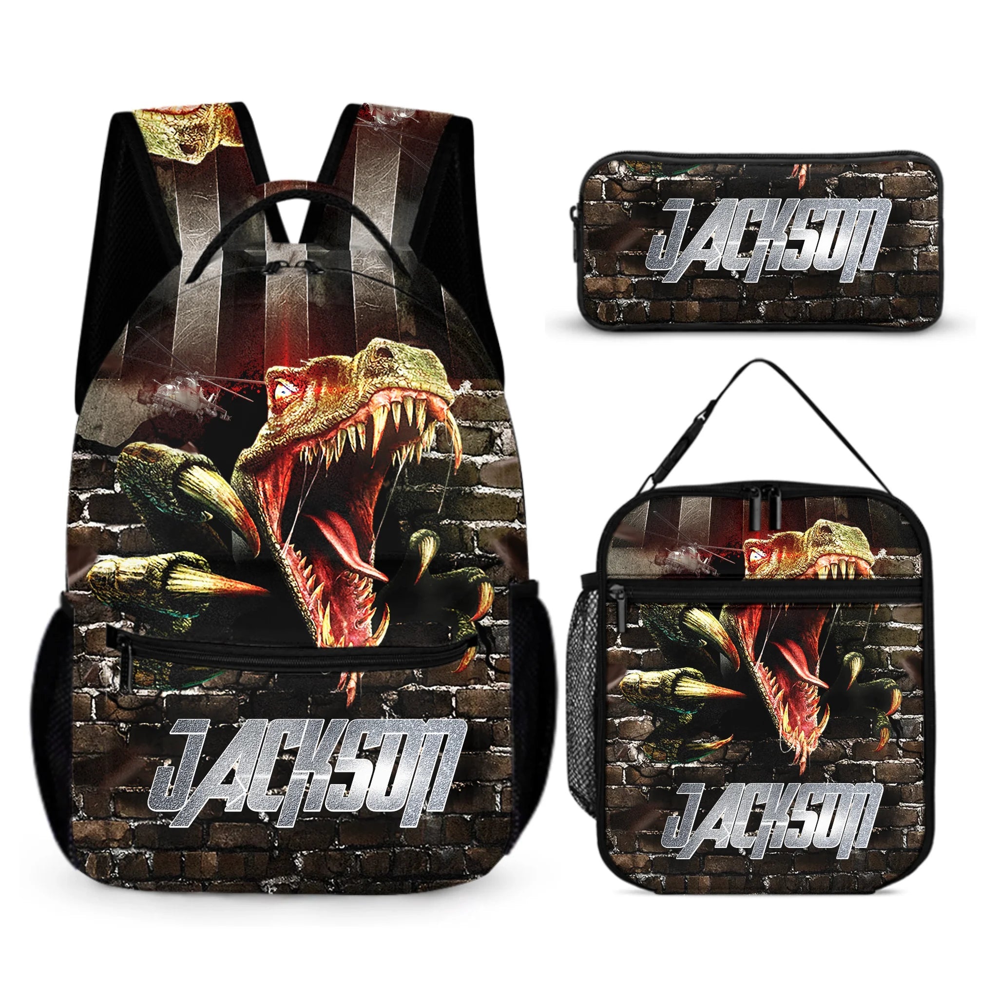 Jurassic Dinosaur Custom Backpack - Personalized Name - Dinosaur Enthusiast Gift - OLESA