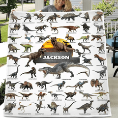 Jurassic Dinosaur Name Customized Blanket - Gift for Boys - OLESA