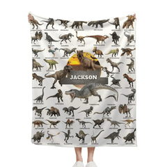 Jurassic Dinosaur Name Customized Blanket - Gift for Boys - OLESA