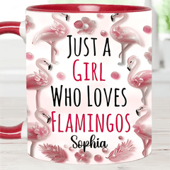 Just A Girl Who Loves Flamingos - Personalized Animal and Name Mug - OLESA