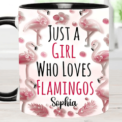 Just A Girl Who Loves Flamingos - Personalized Animal and Name Mug - OLESA