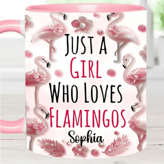 Just A Girl Who Loves Flamingos - Personalized Animal and Name Mug - OLESA