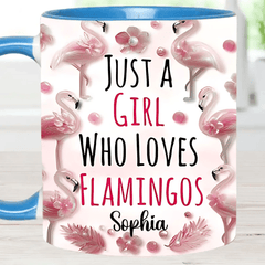 Just A Girl Who Loves Flamingos - Personalized Animal and Name Mug - OLESA