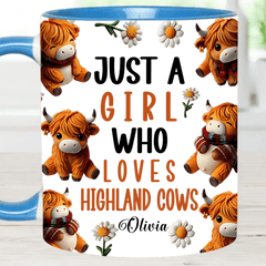 Just A Girl Who Loves Highland Cows - Personalized Highland Cow Accent Mug - OLESA