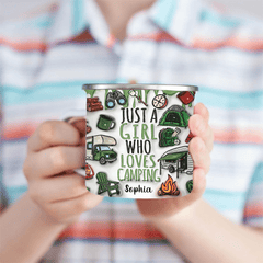 Just A Girl/Boy Who Loves Camping - Personalized Camping Enamel Mug - OLESA