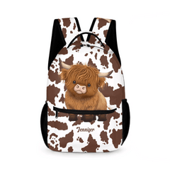 Kids Who Like Highland Cow - Personalized Highland Cow Name Custom Backpack - A Great Start To The School Year For Your Child! - OLESA