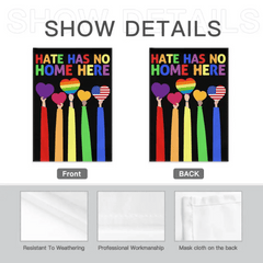 LGBT Pride Garden Rainbow Flag - Double Sided Flag - Hate Has No Home Here - OLESA