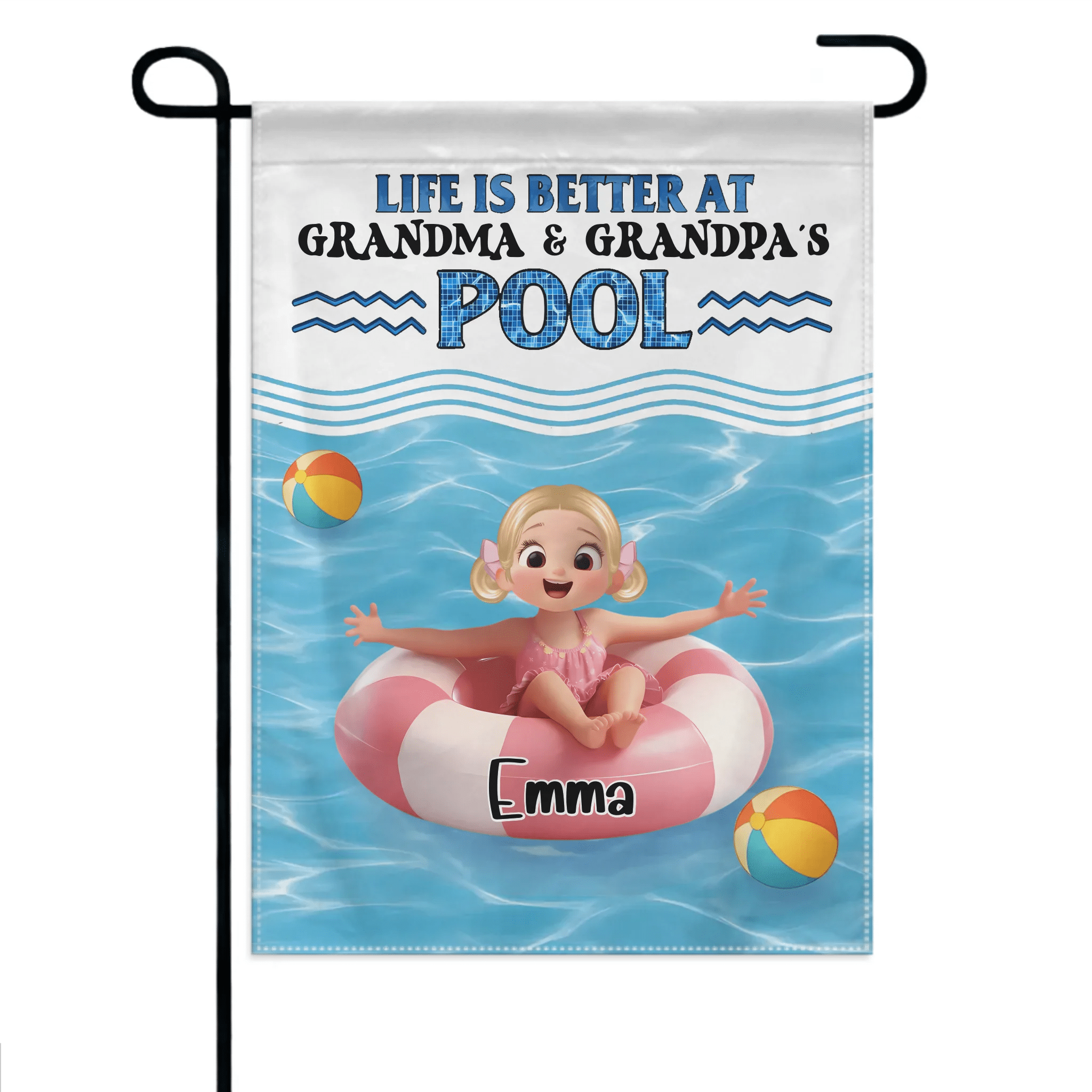 Life is Better at Grandma & Grandpa Pool Customized Flag - Personalized Garden Decoration - OLESA