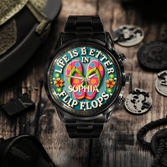 Life Is Better In Flip Flops - Personalized Name Watch - OLESA