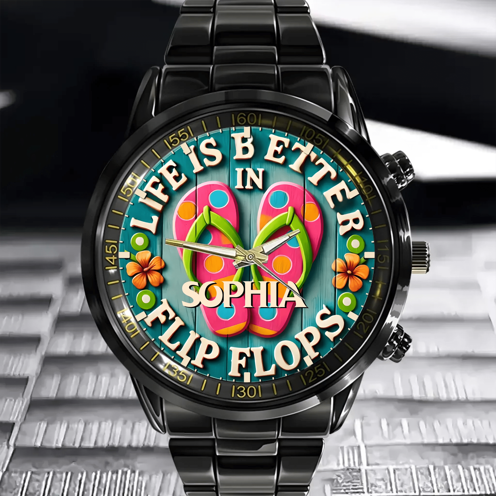 Life Is Better In Flip Flops - Personalized Name Watch - OLESA