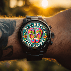 Life Is Better In Flip Flops - Personalized Name Watch - OLESA