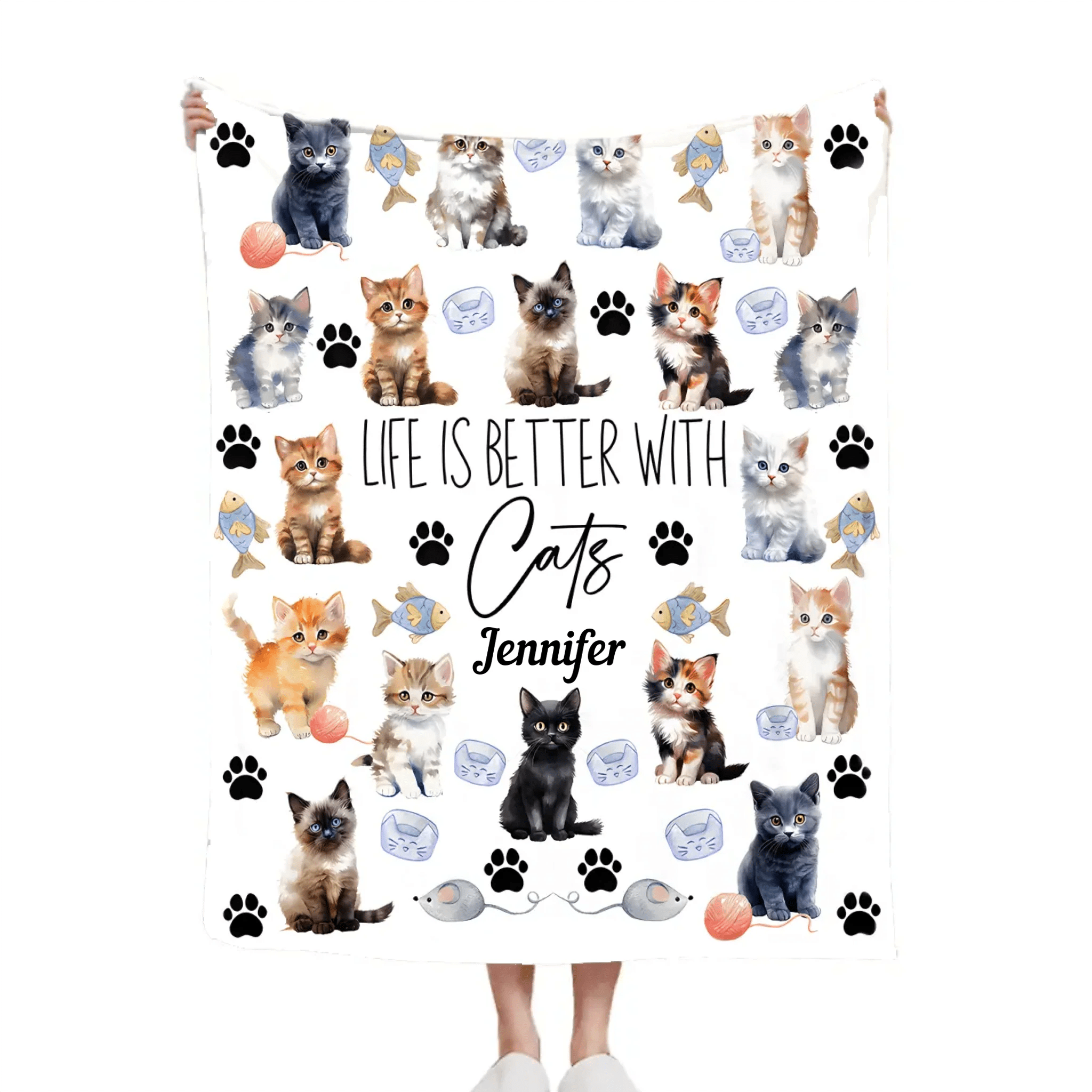 Life Is Better With Cats - Personalized Cat Blanket - Gift for Cat Owners,Cat Lovers - OLESA