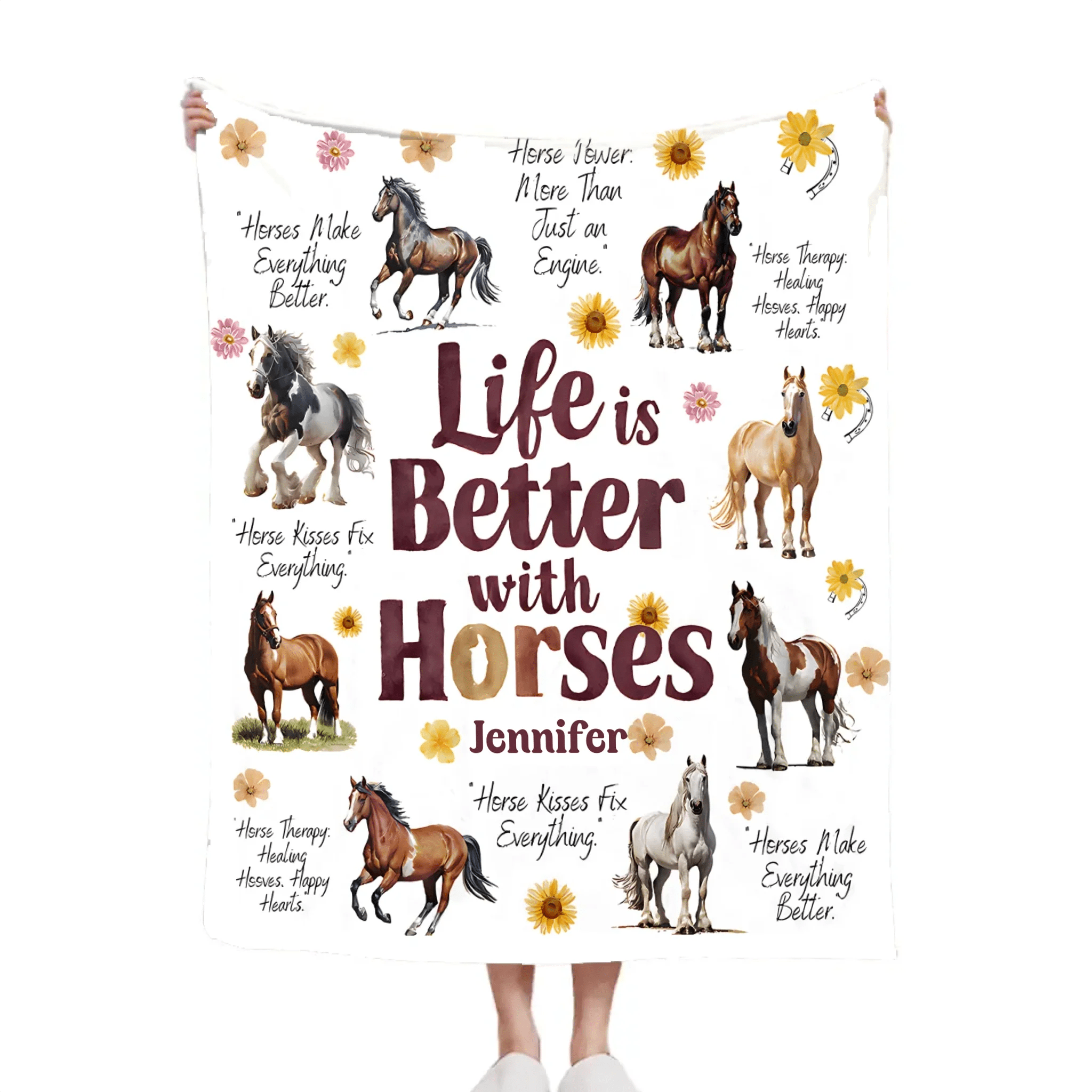 Life Is Better With Horses - Personalized Horse Blanket - Gift for Horse Lovers - OLESA