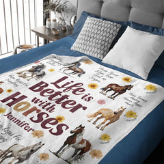 Life Is Better With Horses - Personalized Horse Blanket - Gift for Horse Lovers - OLESA