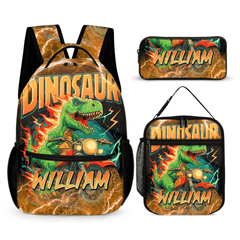 Lightning Dinosaur Riding Motorcycle Custom Backpack - Go - to - school Season Gift - OLESA