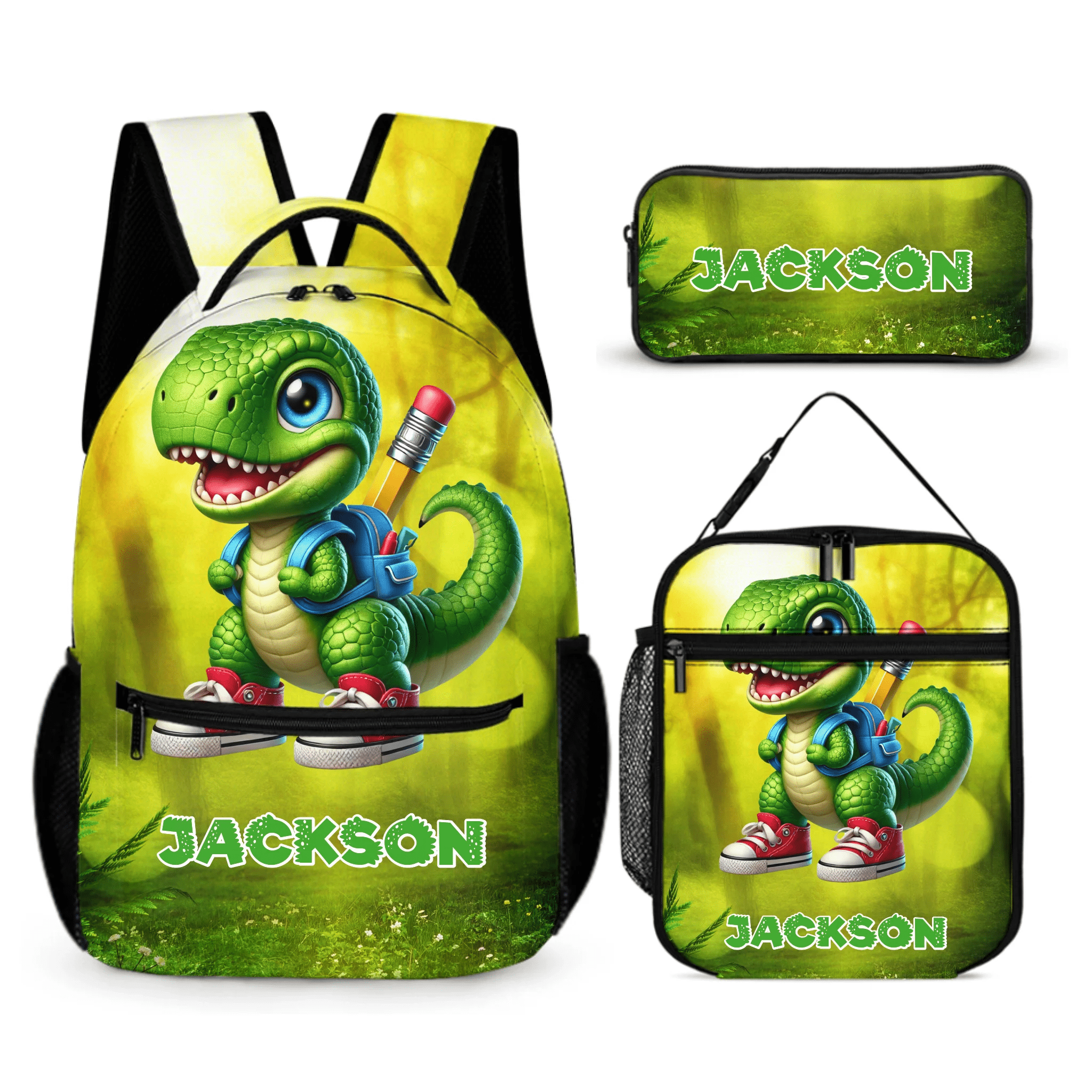 Little Dinosaur Goes to School Backpack - Personalized Name Backpack - School Season Gift - OLESA