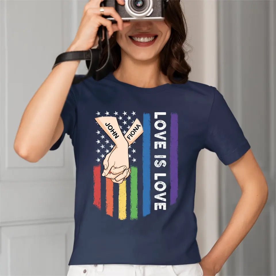 Love Is Love - Personalized Unisex T-shirt For Couples, a Gift For Your Loved One - OLESA