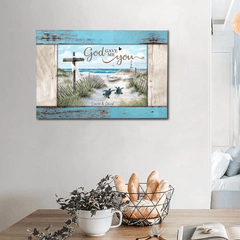 Loving Sea Turtles Couple Gift Personalized Canvas - OLESA