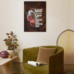 Man Of God Husband Dad Protector Hero - Personalized Painting Gift For Dad - OLESA
