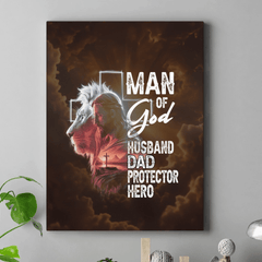 Man Of God Husband Dad Protector Hero - Personalized Painting Gift For Dad - OLESA
