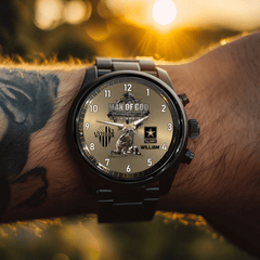 Man Of God Veteran Dad Papa - Personalized Watch For Father's Day - Veteran Gift - OLESA