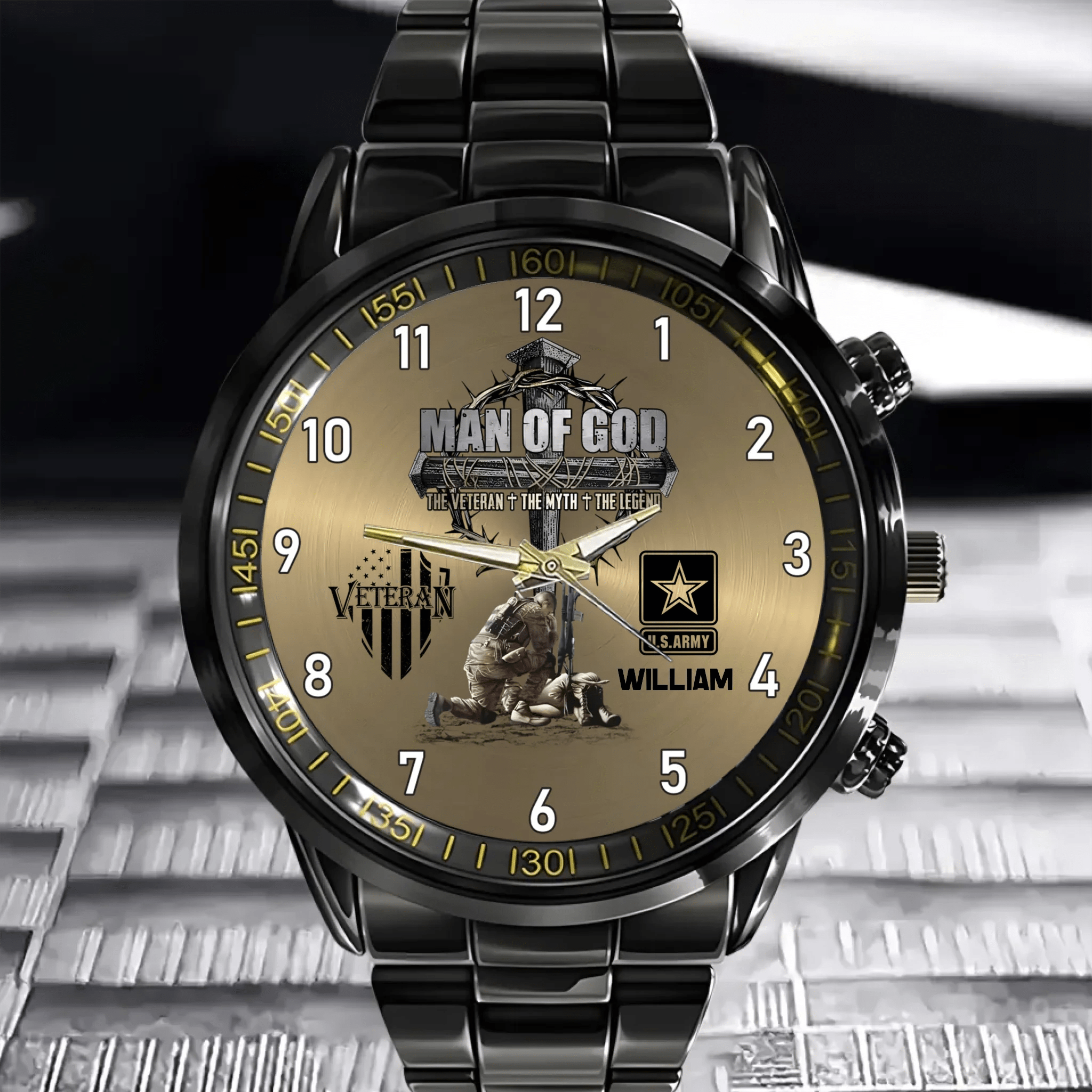 Man Of God Veteran Dad Papa - Personalized Watch For Father's Day - Veteran Gift - OLESA