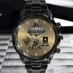 Man Of God Veteran Dad Papa - Personalized Watch For Father's Day - Veteran Gift - OLESA